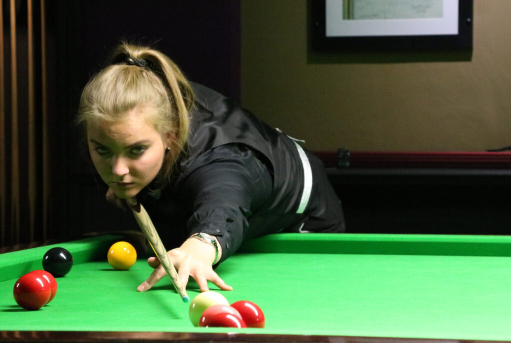 Emma Parker playing snooker